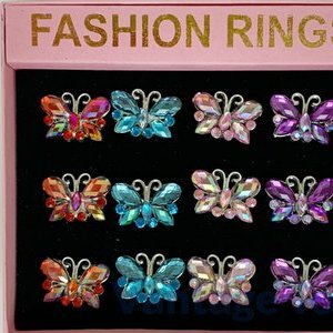 Butterfly Stone Rings-12/pk